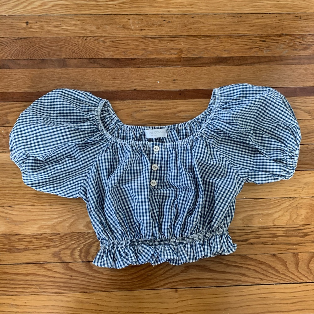 CAROLINE CONSTAS CROPPED PUFF SLEEVE TOP